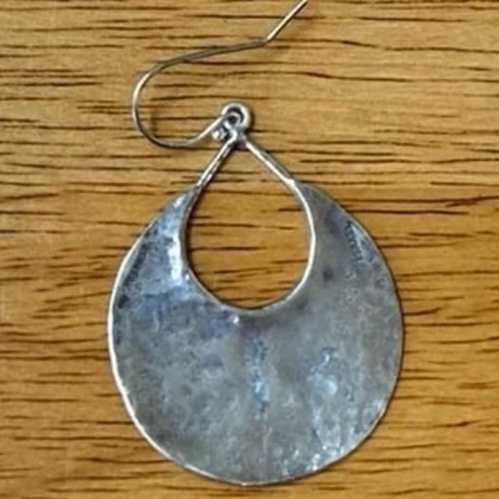 1 - Silpada .925 Sterling Silver hammered retired Crescent Dangle Earring